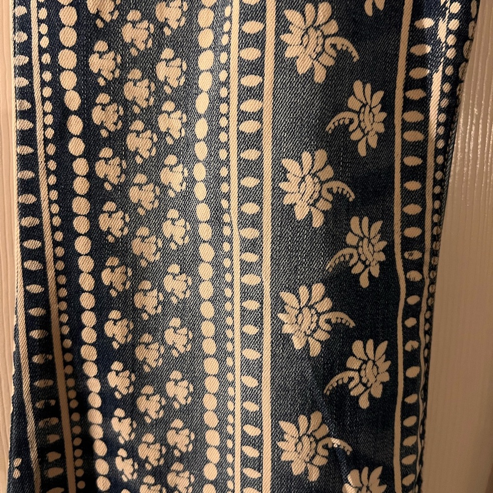 Free People Indigo Blue Patterned Flare Jeans - Picture 9 of 12